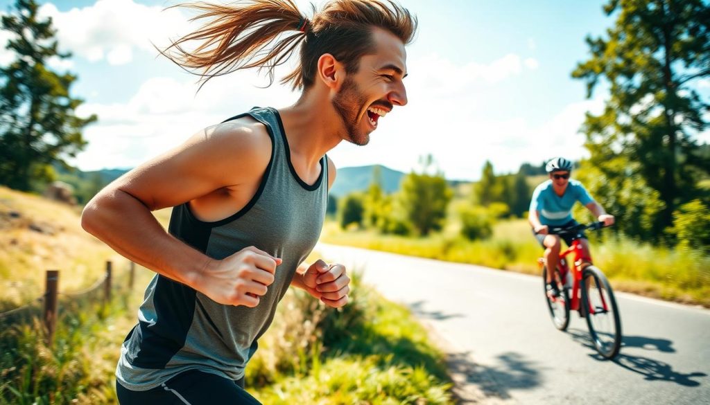 Image of a person engaging in a cardio workout, such as running or cycling. Image of a person engaging in a cardio workout, such as running or cycling.